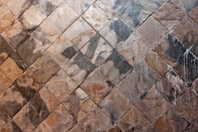 Natural stone tiles laid on the diagonal